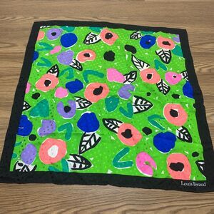 Vintage LOUIS FERAUD  Multicolor Silk scarf 26” Square Floral